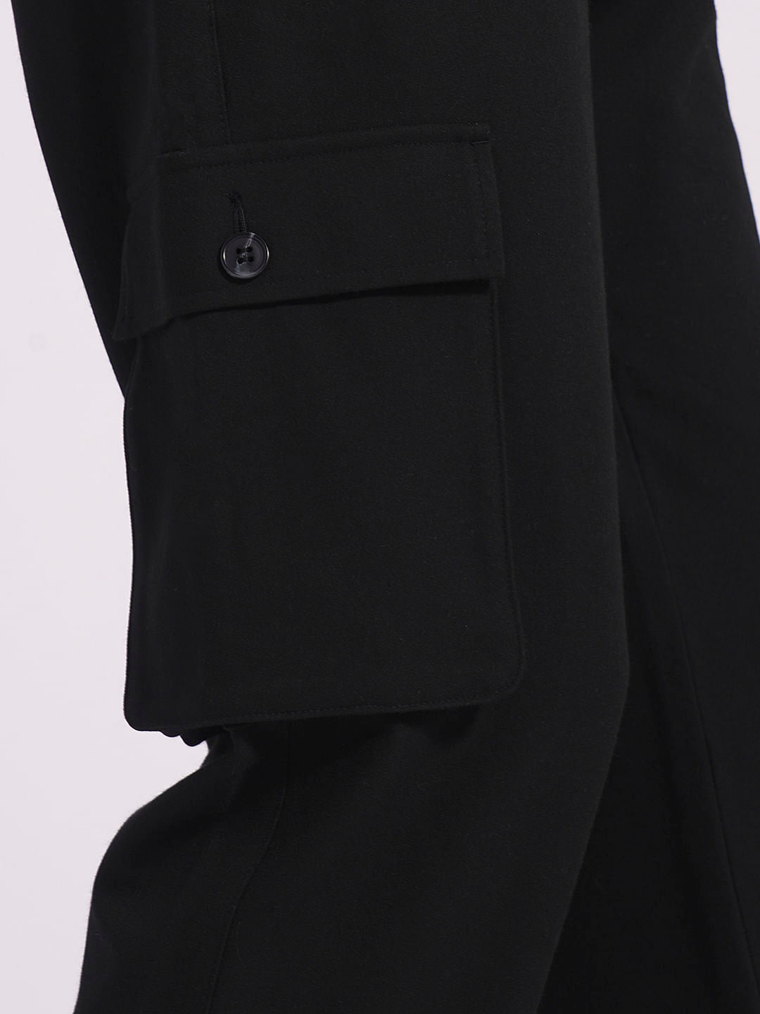 Black Mid Rise Cargo Pants