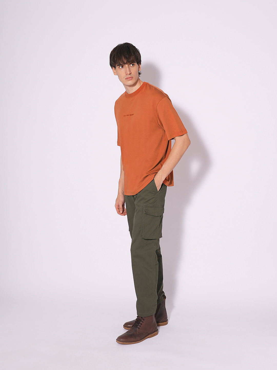 Brown Oversized Logo Print T-Shirt