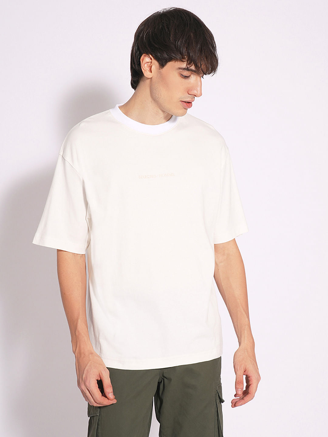 White Oversized Logo Print T-Shirt