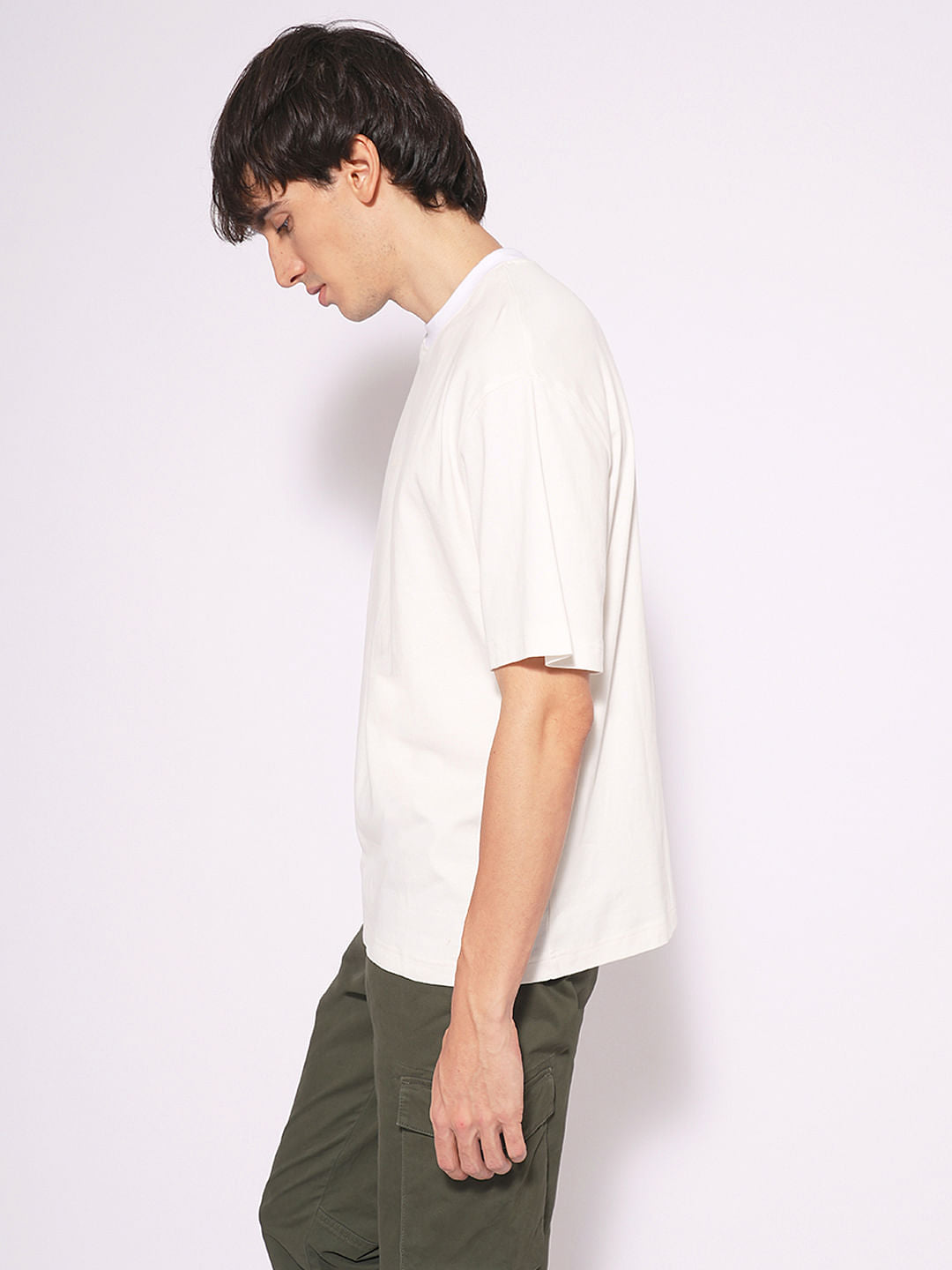 White Oversized Logo Print T-Shirt
