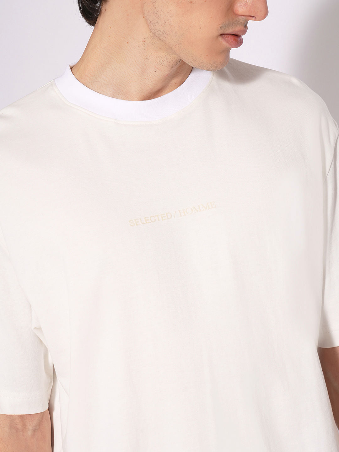 White Oversized Logo Print T-Shirt