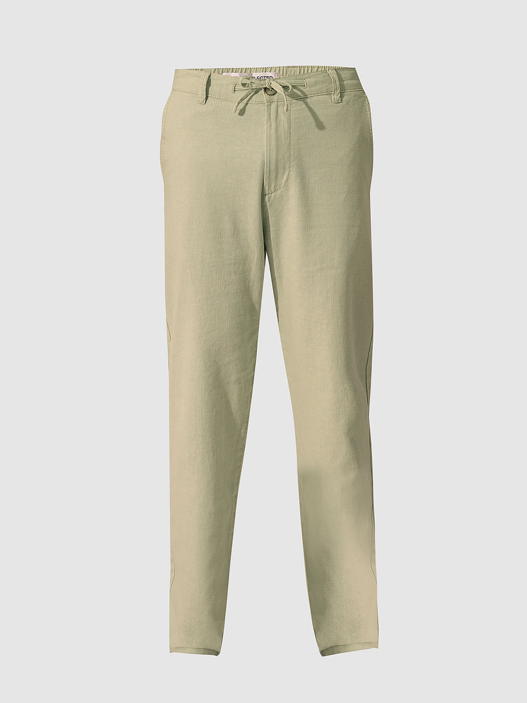 Green Mid Rise Linen Pants