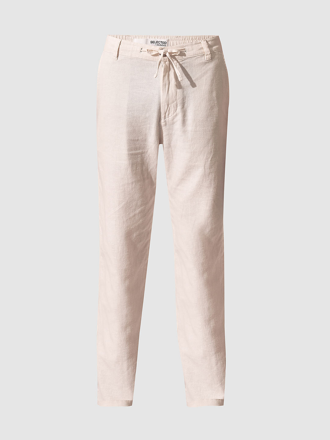 White Mid Rise Linen Pants