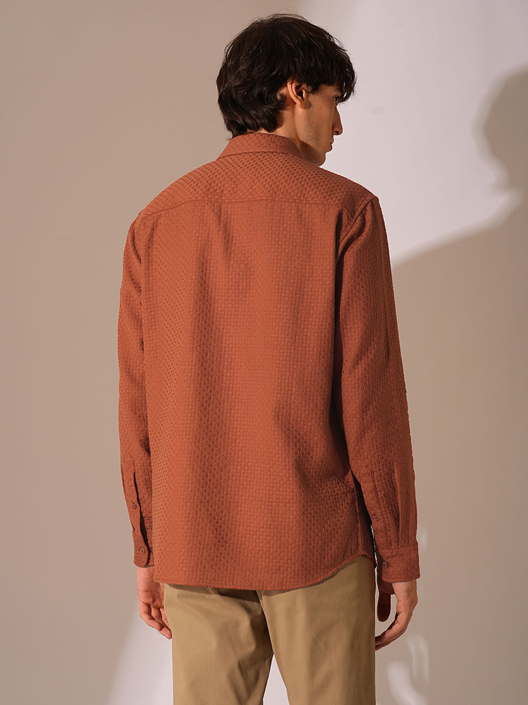 Rust Textured Cotton Shirt