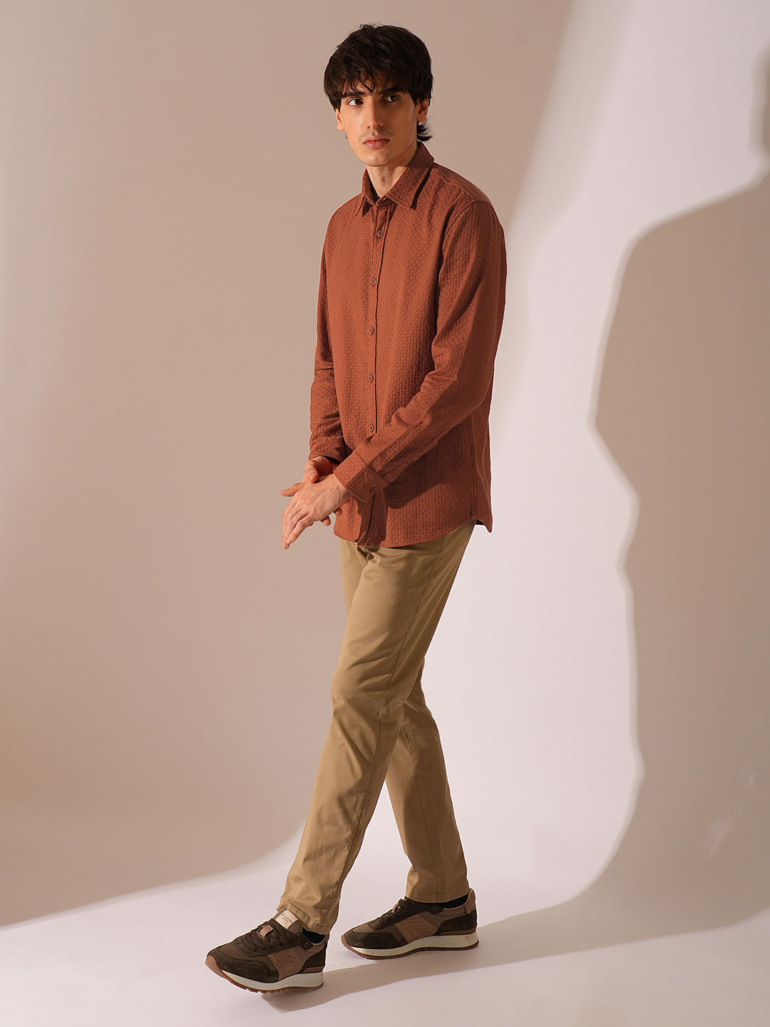 Rust Textured Cotton Shirt