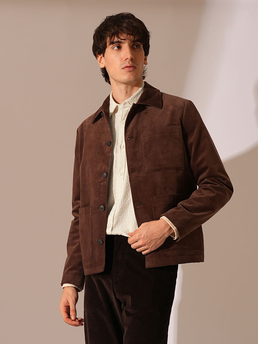 Ecru Textured Cotton Shirt