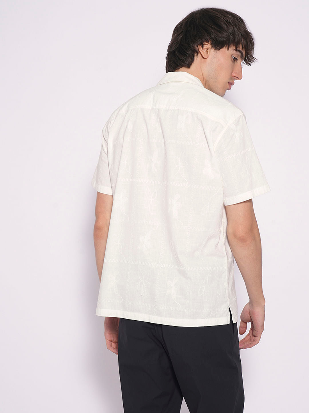 White Embroidered Cotton Shirt