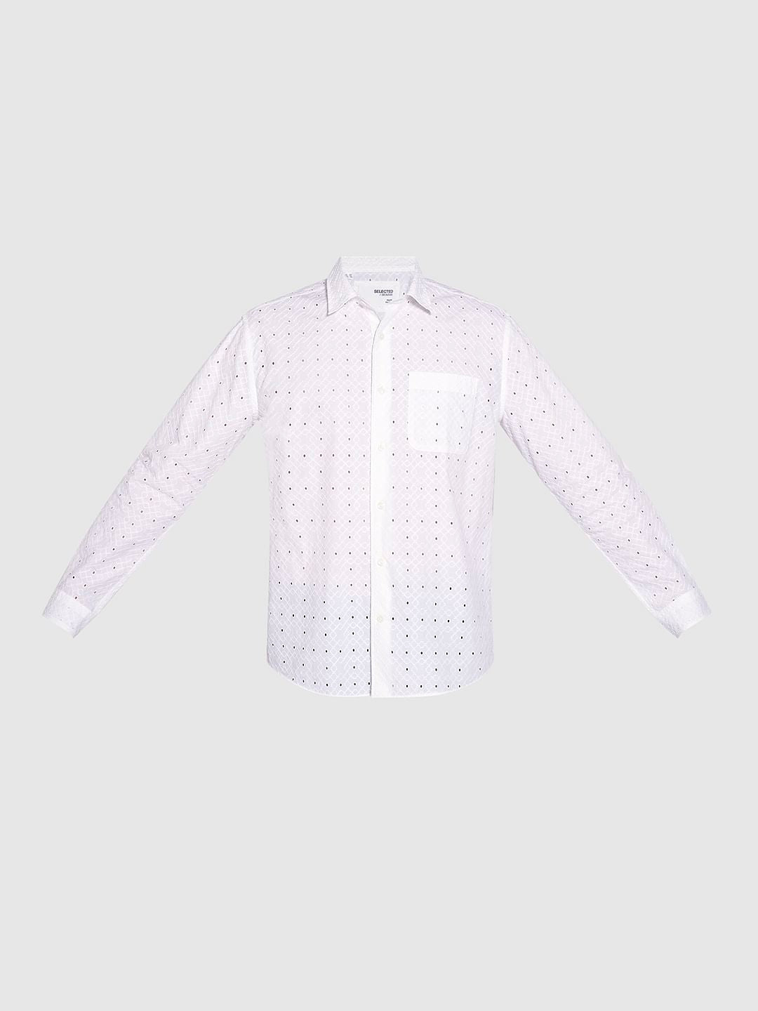 White Schiffli Cotton Shirt