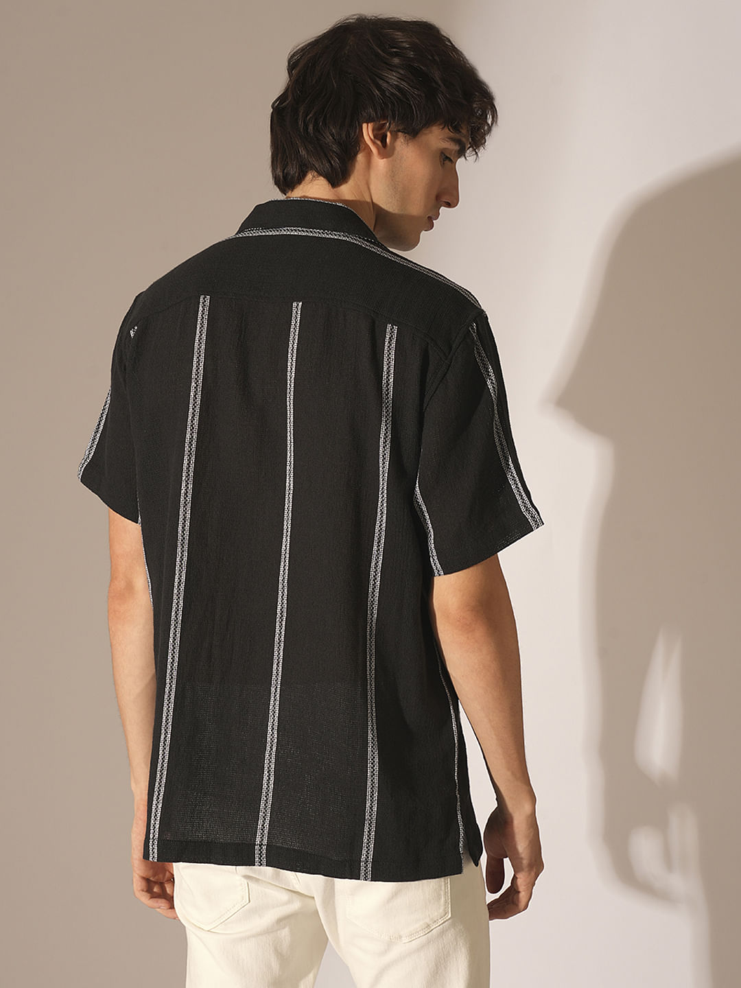 Black Textured Cotton Shirt