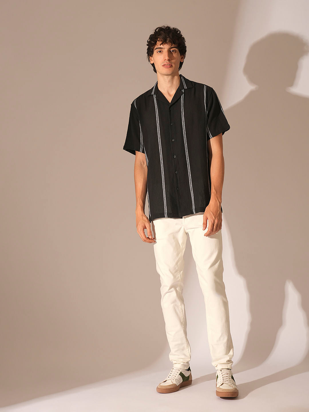 Black Textured Cotton Shirt