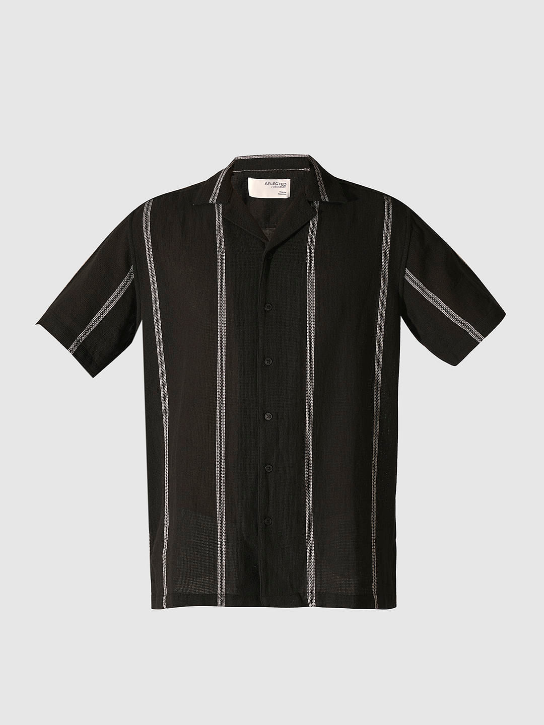 Black Textured Cotton Shirt