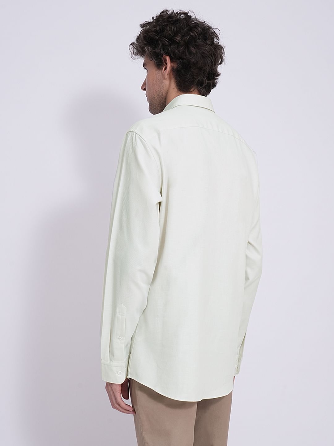 Green Dobby Cotton Full Sleeves Shirt