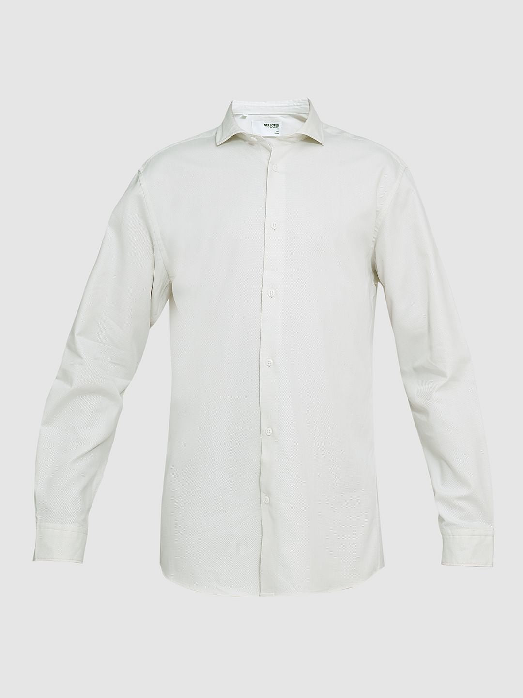 Green Dobby Cotton Full Sleeves Shirt