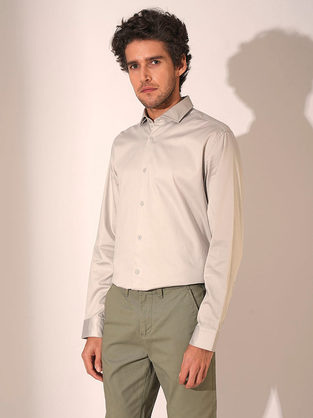 Grey Cotton Formal Shirt