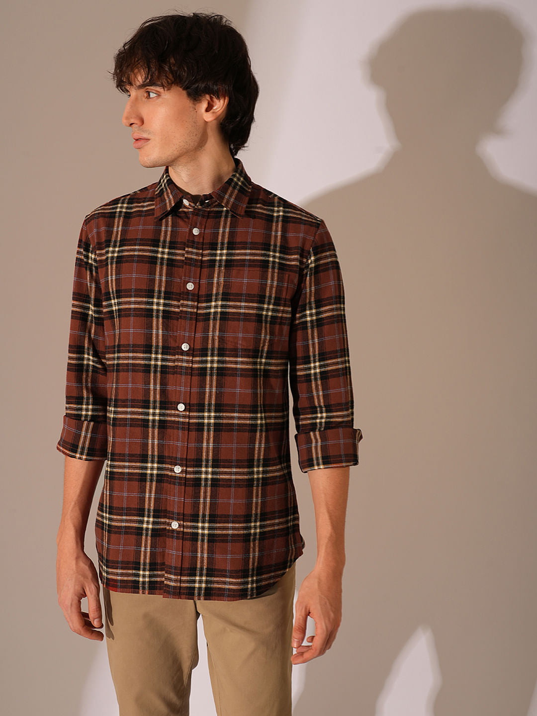 Red Check Print Cotton Shirt