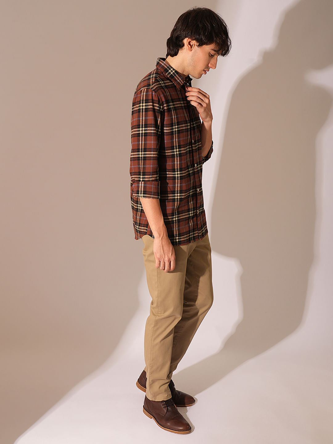 Red Check Print Cotton Shirt