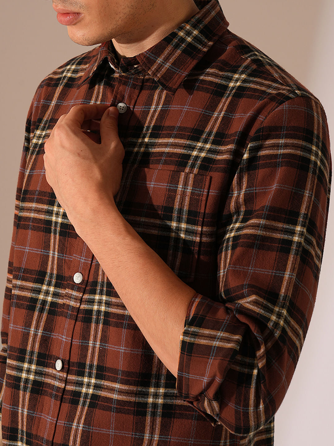 Red Check Print Cotton Shirt
