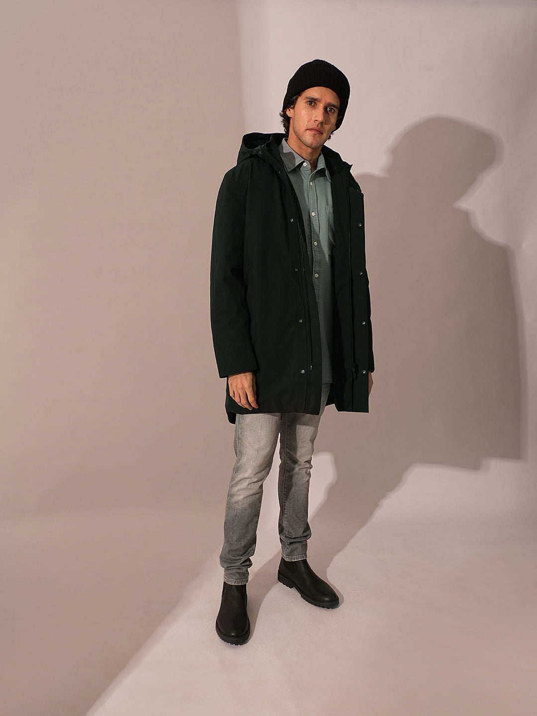 Grey Waffle Textured Cotton Shirt