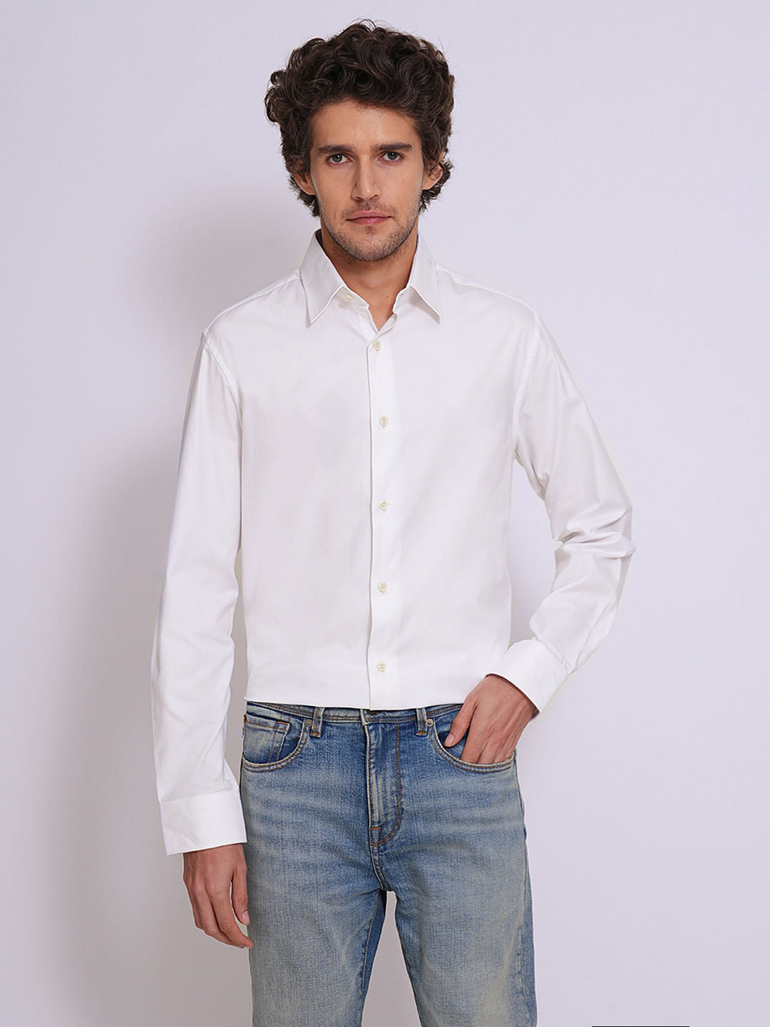 White Cotton Formal Shirt