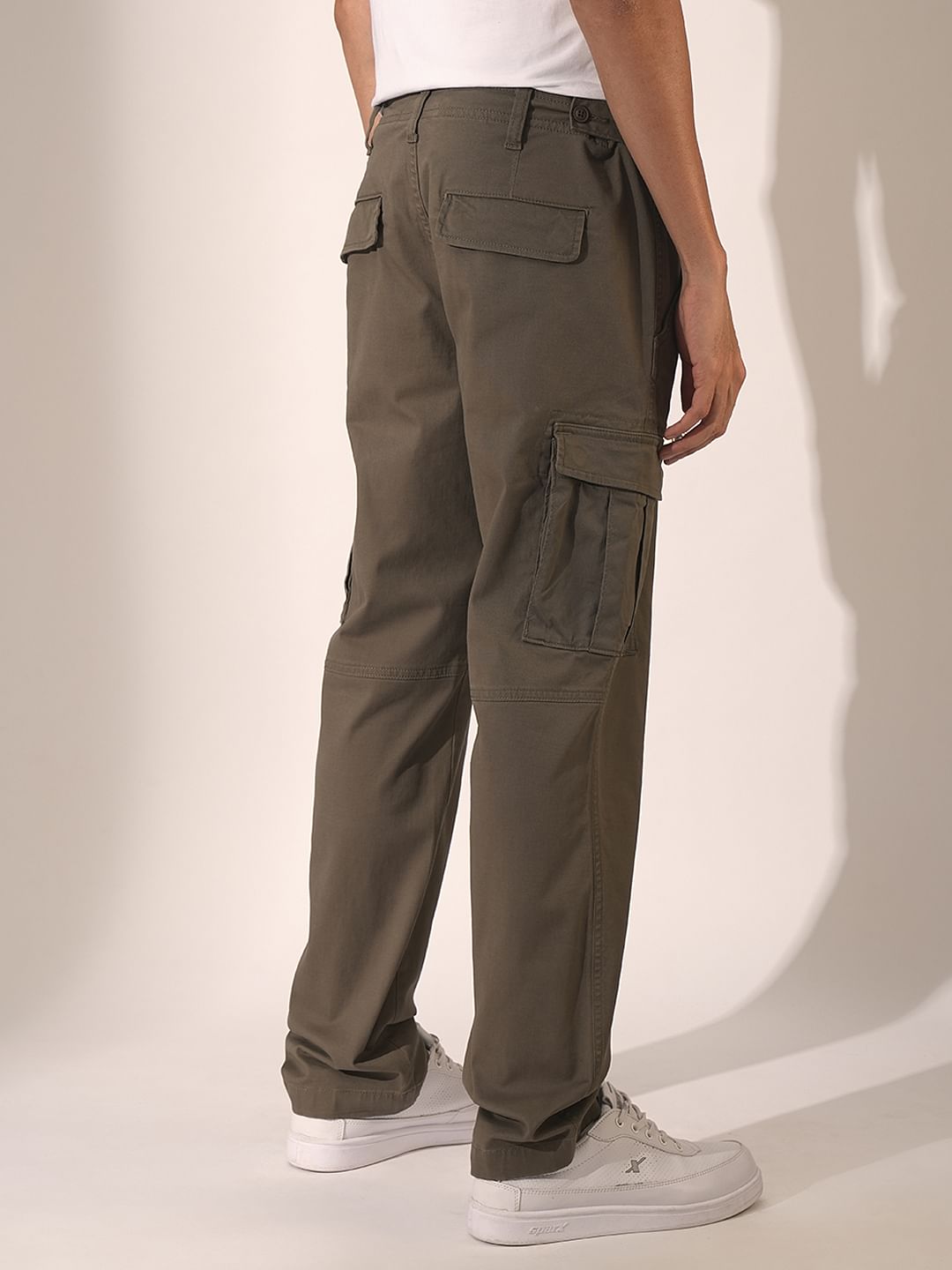 Olive Mid Rise Cargo Pants