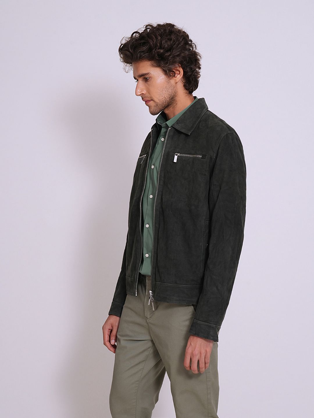 Green Cotton Formal Shirt