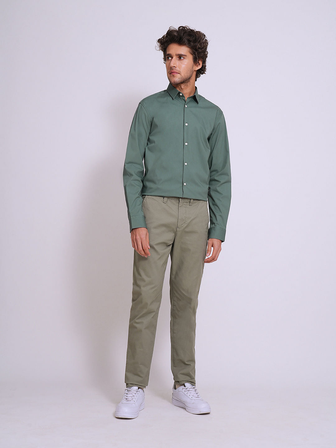 Green Cotton Formal Shirt