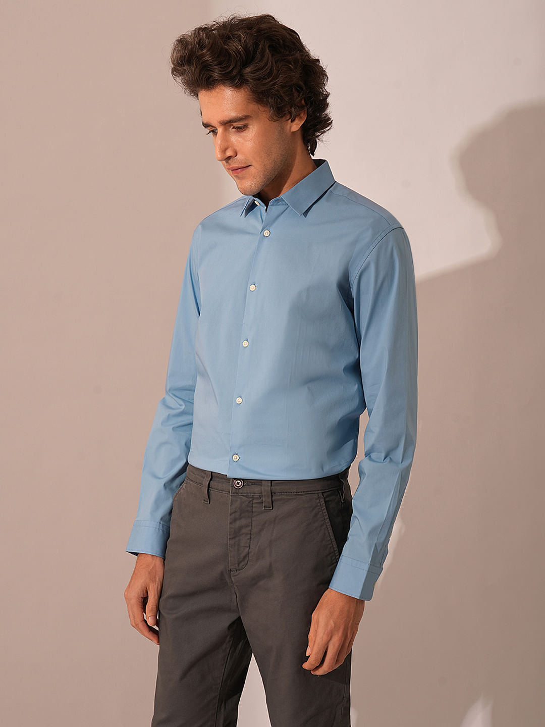 Blue Cotton Formal Shirt