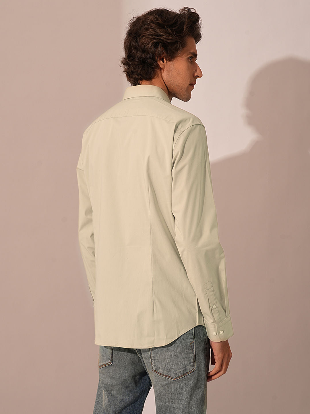 Beige Cotton Formal Shirt