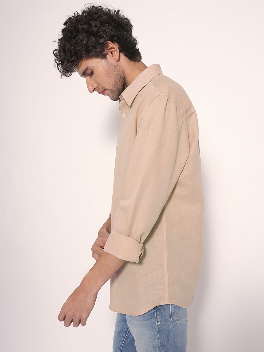 Pink Linen Full Sleeves Shirt