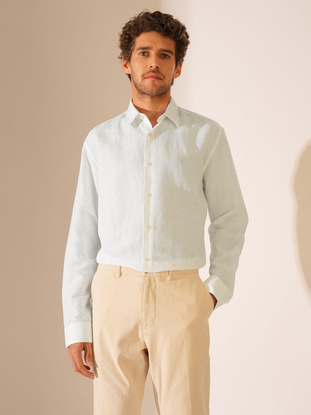 White Linen Full Sleeves Shirt
