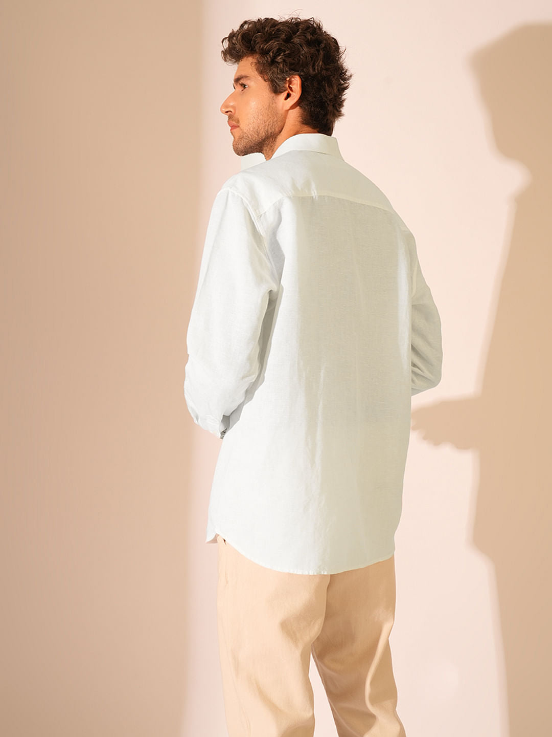 White Linen Full Sleeves Shirt