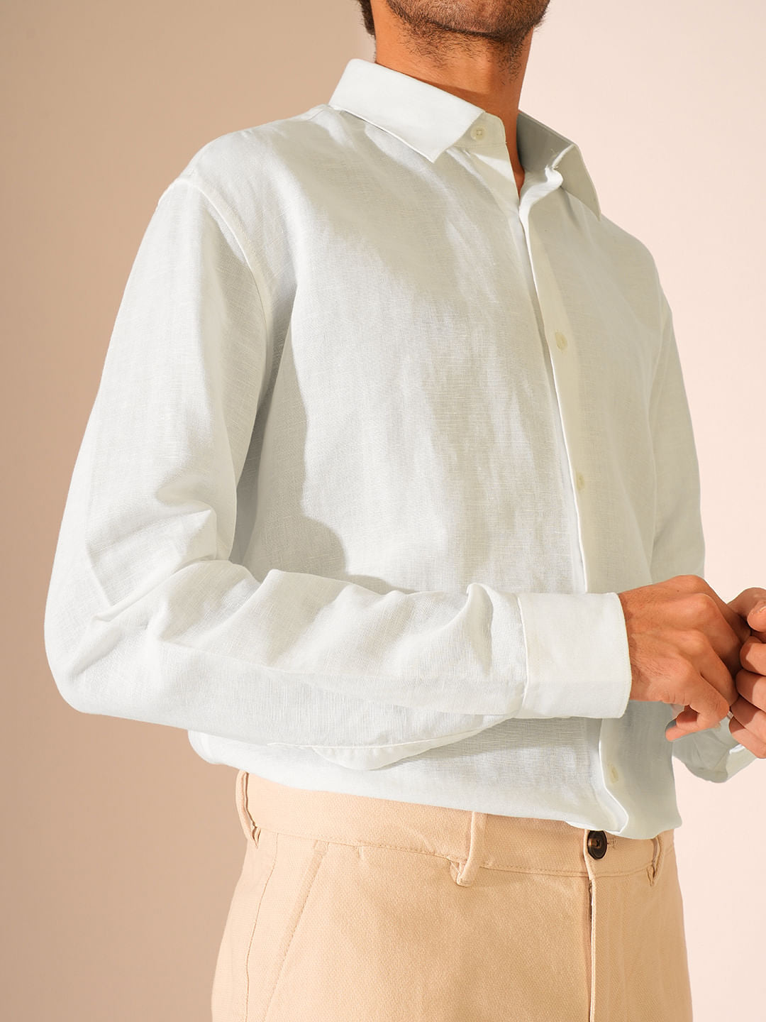 White Linen Full Sleeves Shirt