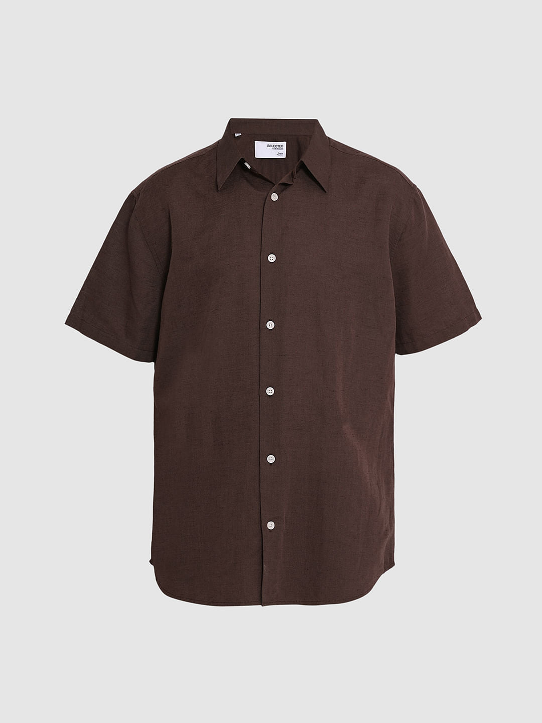 Brown Linen Short Sleeves Shirt