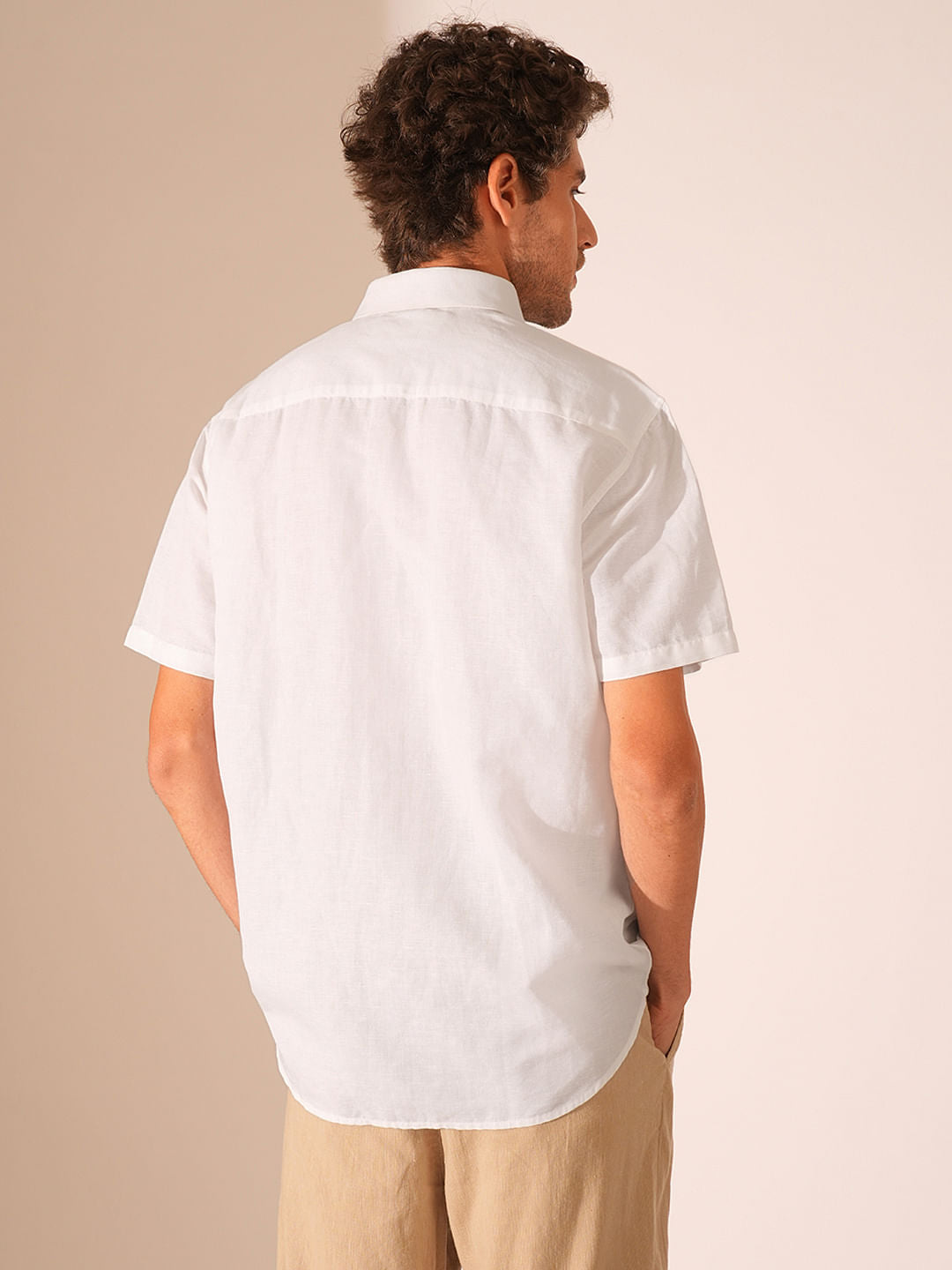 White Linen Short Sleeves Shirt