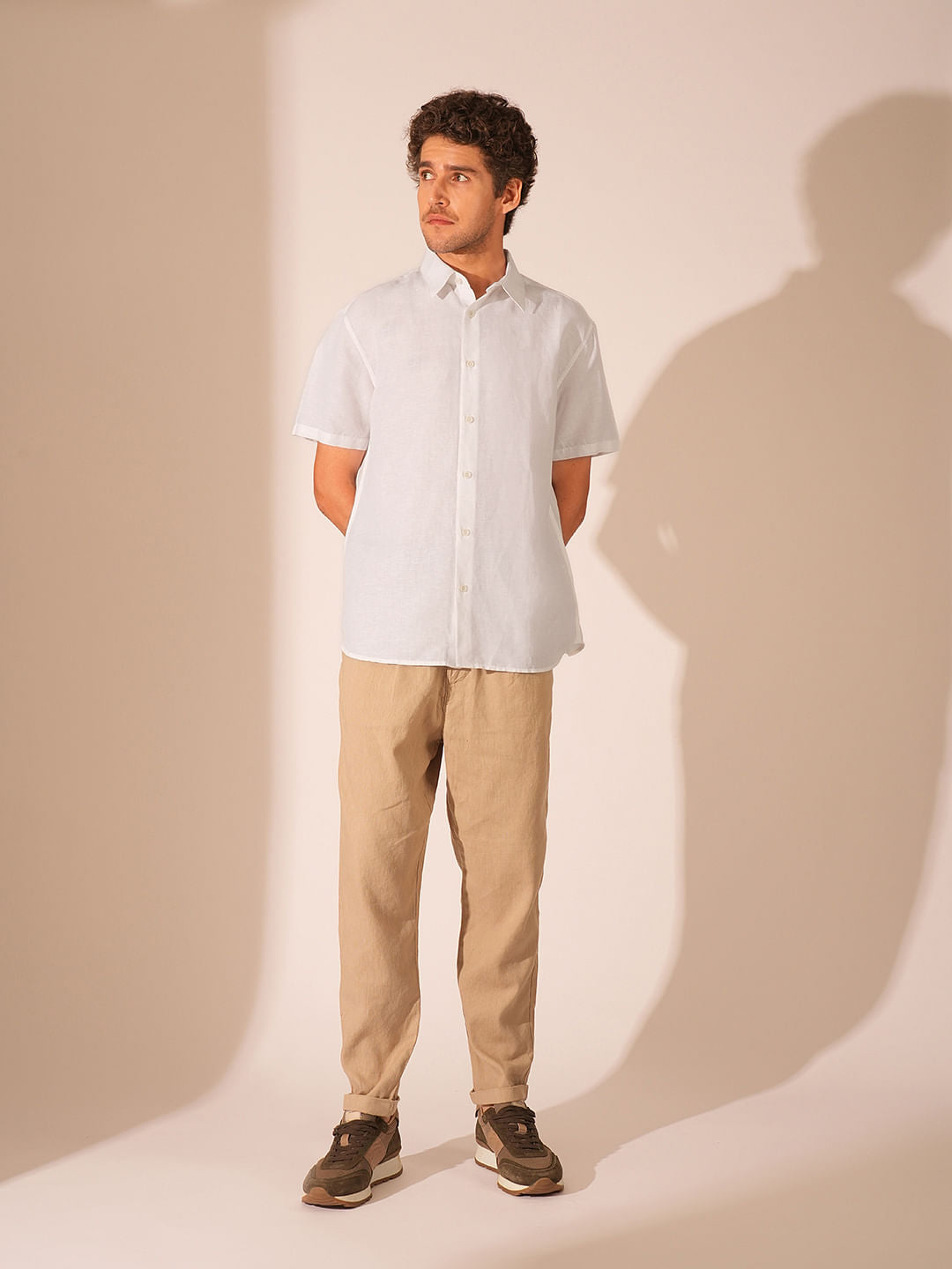 White Linen Short Sleeves Shirt