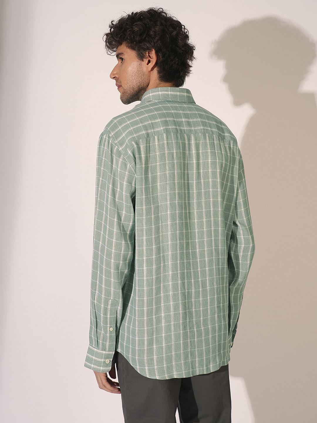 Green Check Print Full Sleeves Shirt