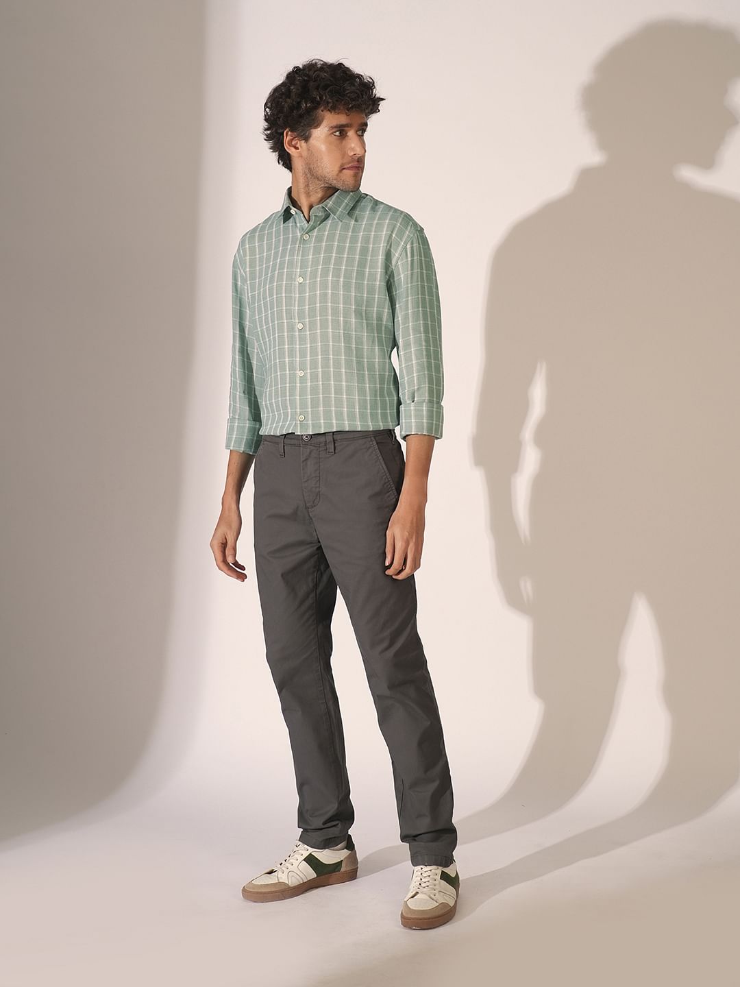 Green Check Print Full Sleeves Shirt