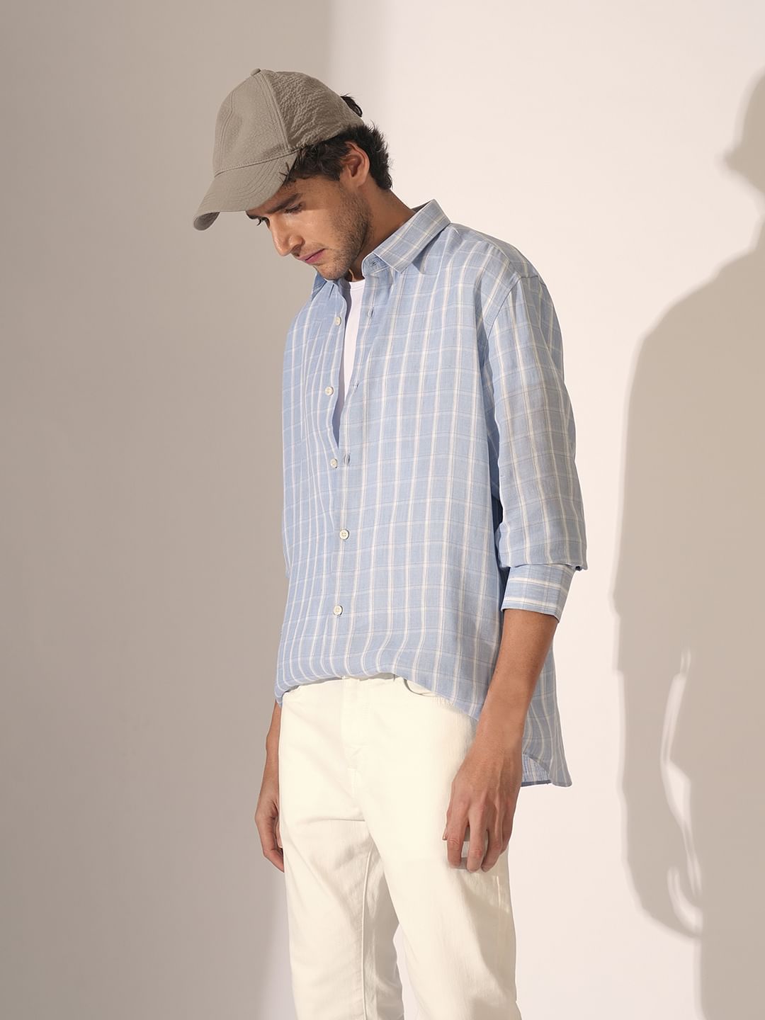 Blue Check Print Full Sleeves Shirt