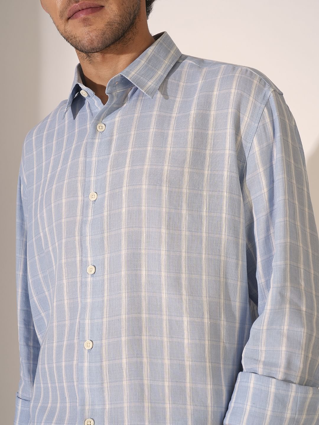 Blue Check Print Full Sleeves Shirt