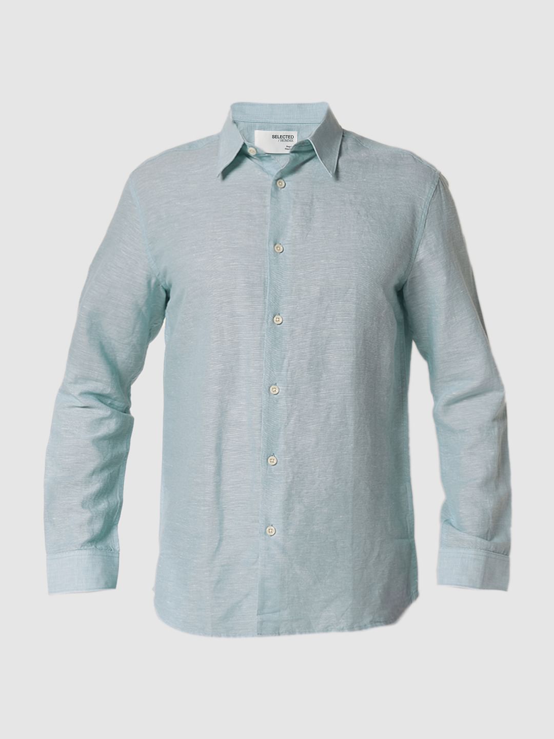 Light Blue Linen Regular Fit Shirt