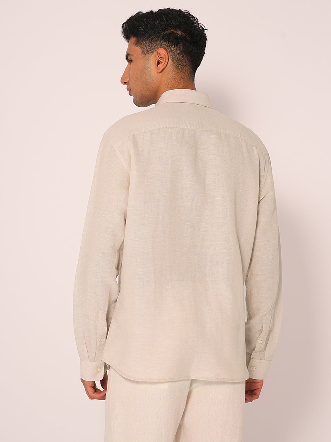 Beige Linen Regular Fit Shirt