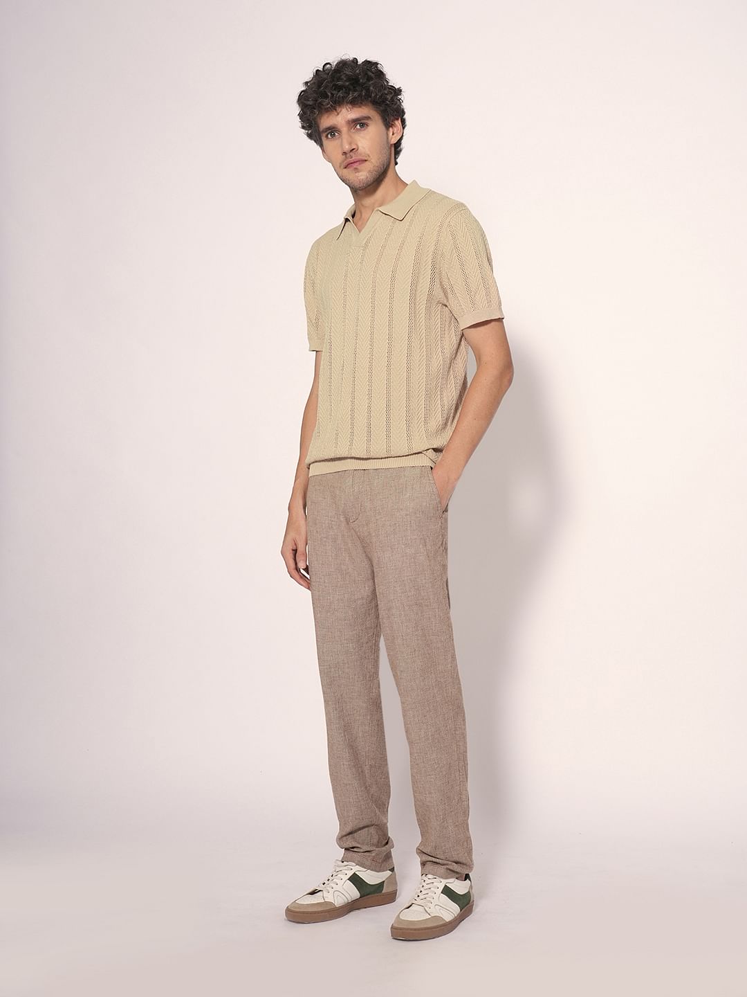 Brown Cotton Knit Polo