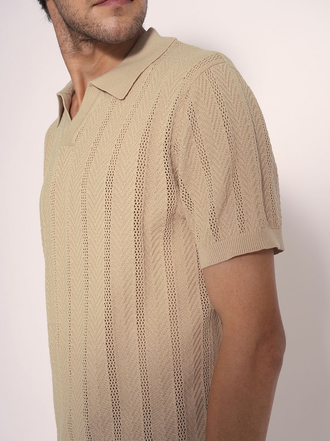 Brown Cotton Knit Polo