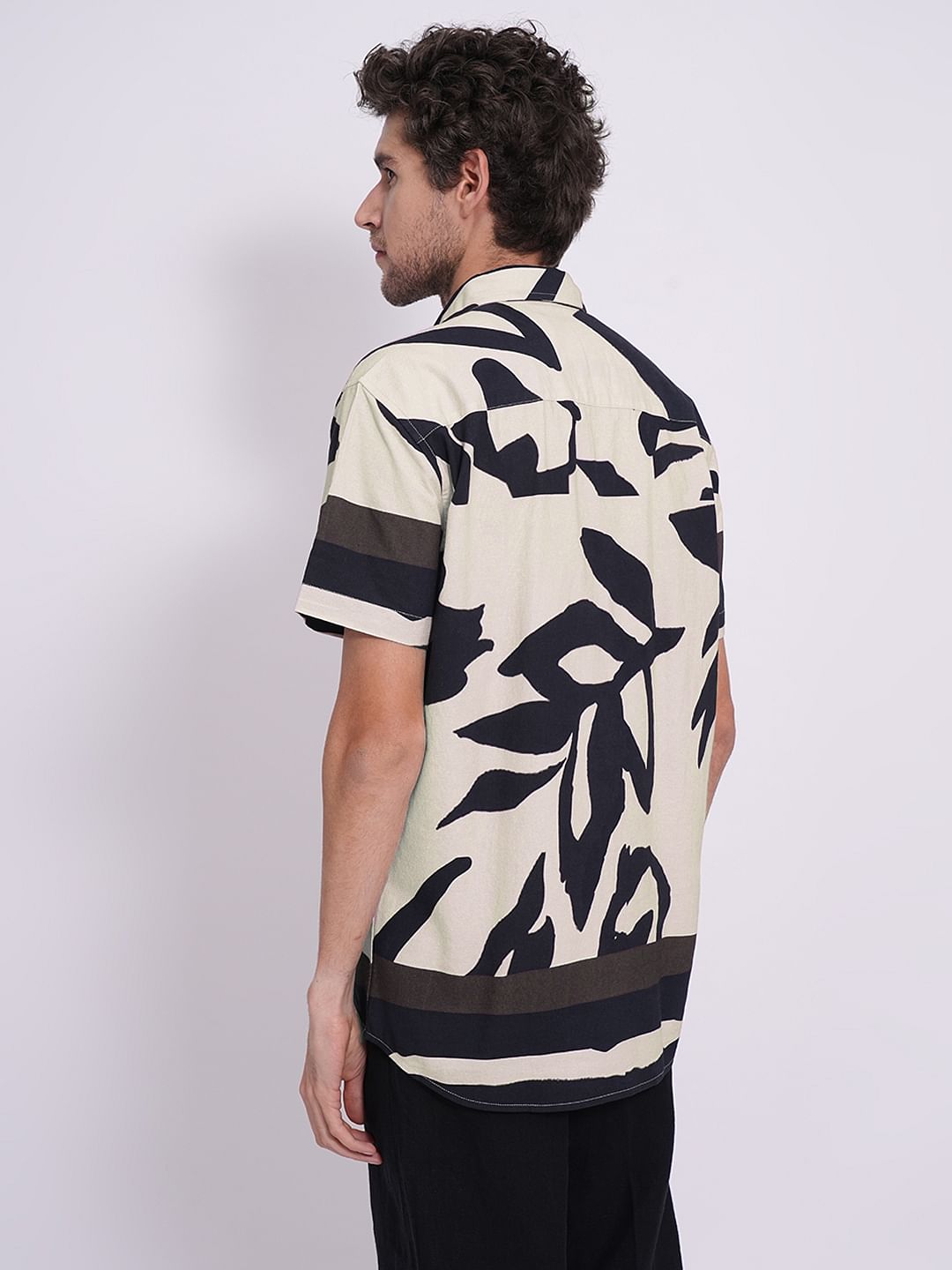 Beige Printed Cotton Shirt