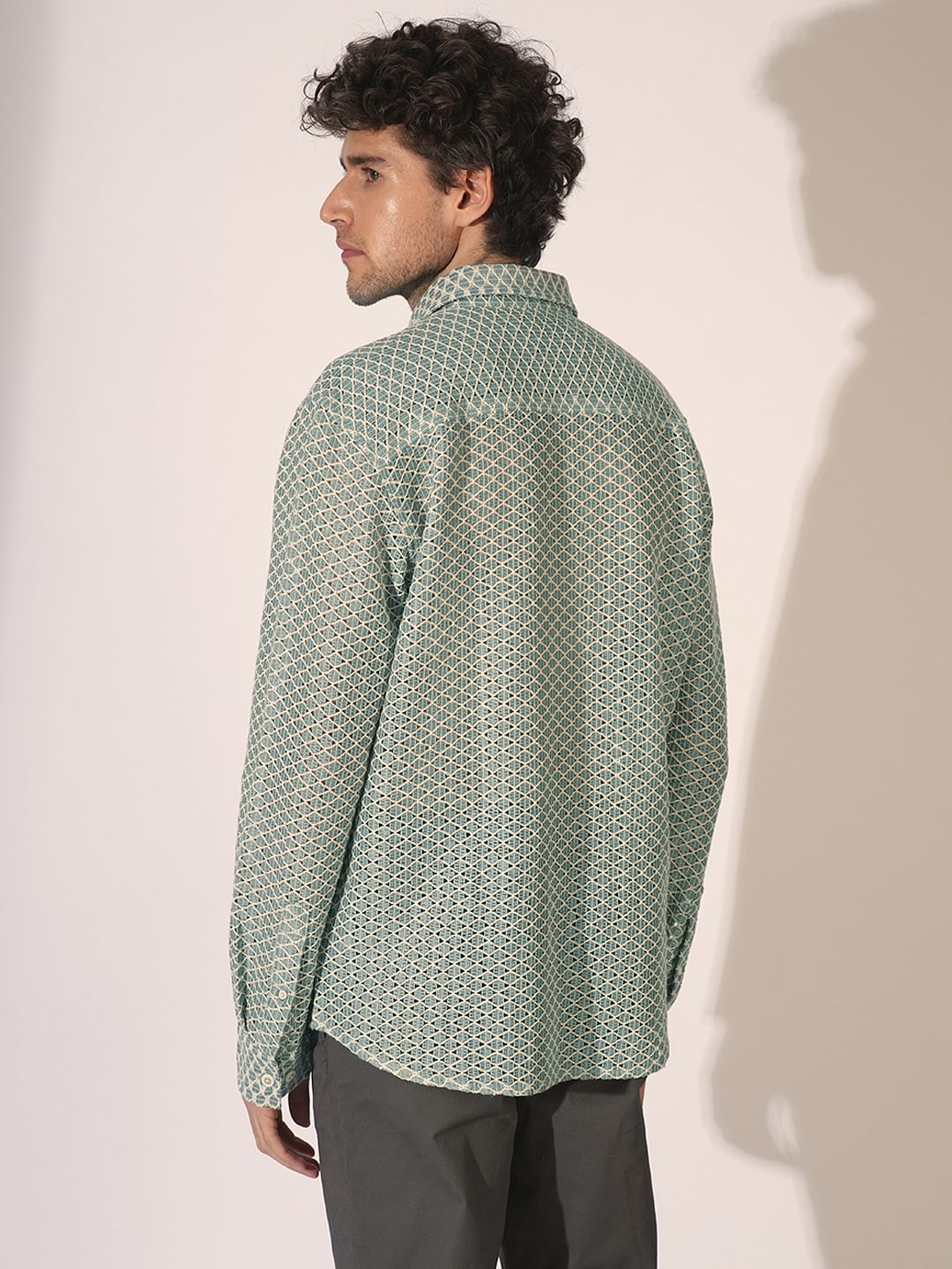 Blue Crochet Full Sleeves Shirt