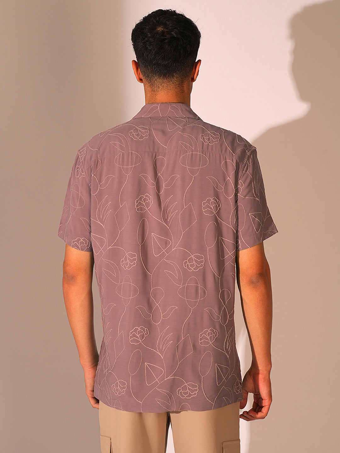 Purple Cuban Collar Viscose Shirt