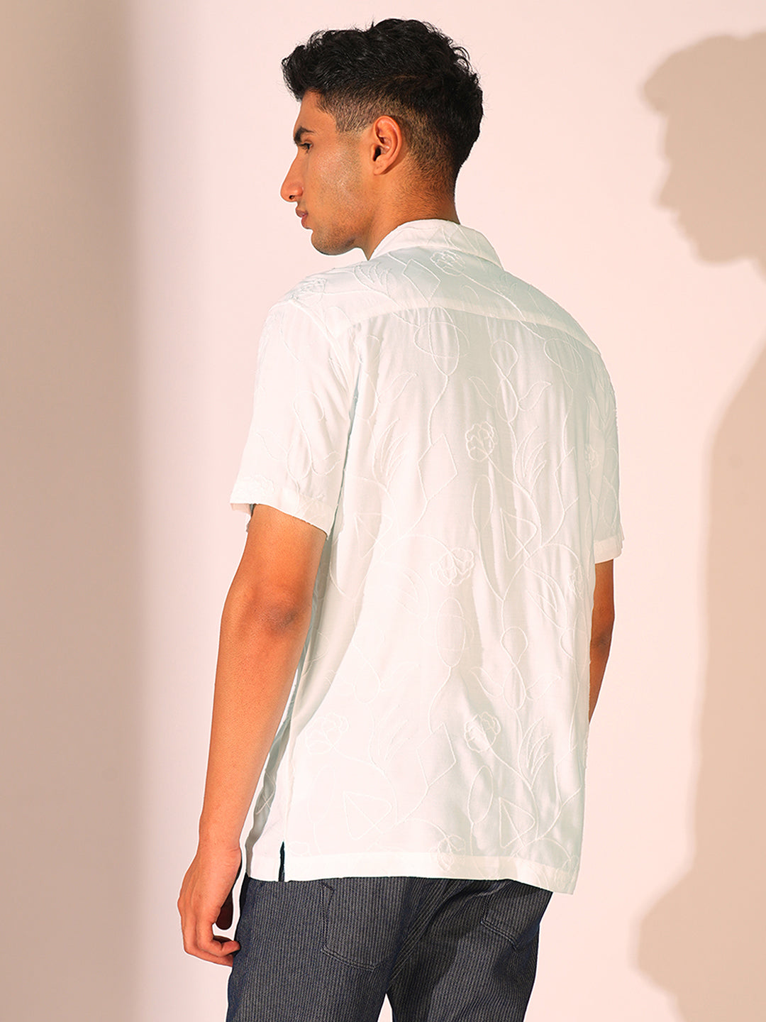 White Cuban Collar Viscose Shirt