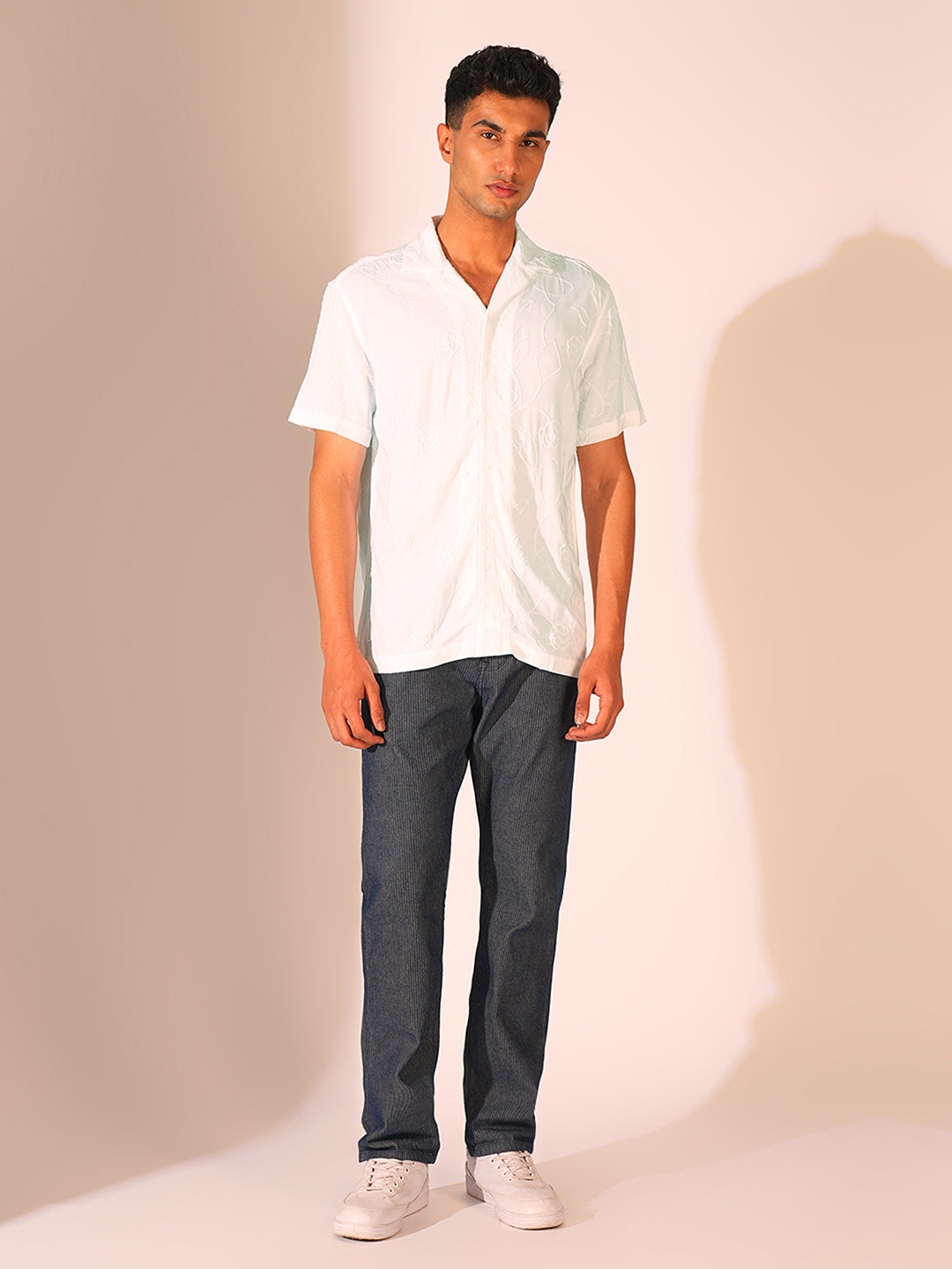 White Cuban Collar Viscose Shirt