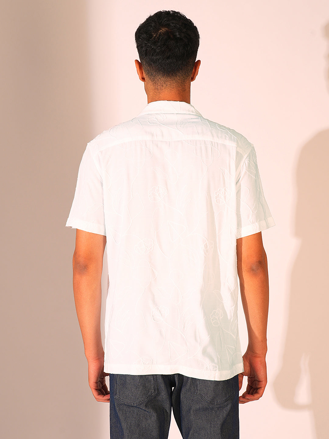 White Cuban Collar Viscose Shirt