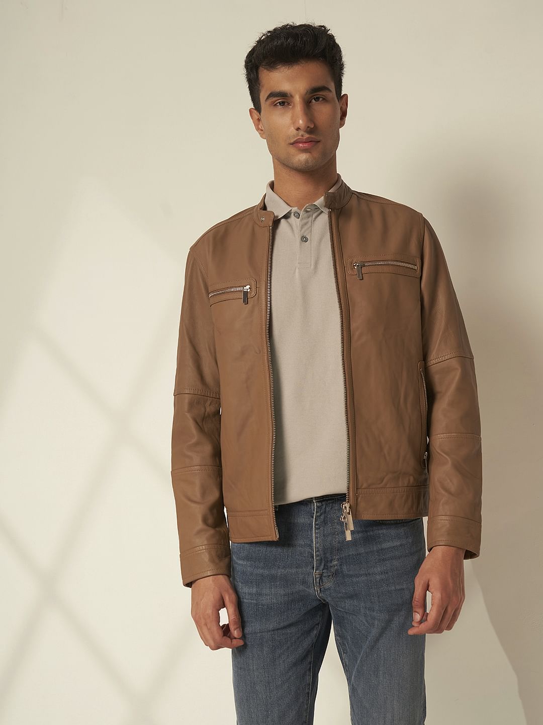 Grey Cotton Slim Fit Polo